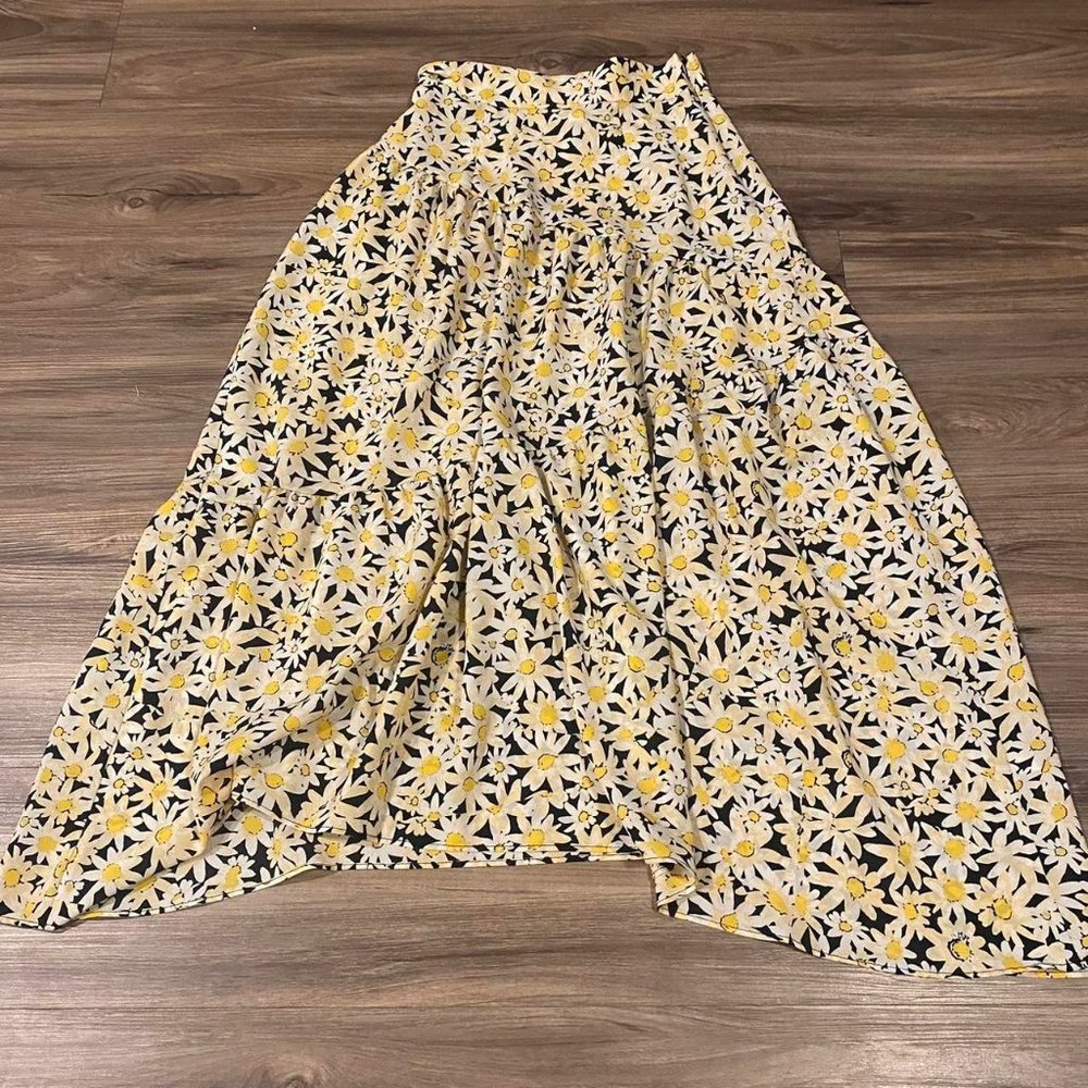 topshop floral maxi/midi tiered skirt size 6